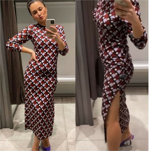 Zara Printed Midi Dress Sz S, L NWT - Picture 8 of 12